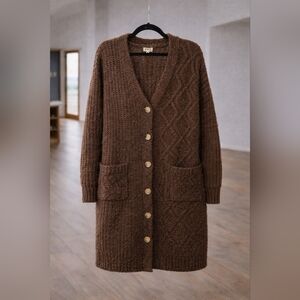 POL Oversized Longline Button Front Knit Cardigan with Pockets NWOT